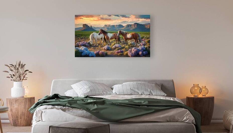 multi hydrangeas horses in green desert in the st by ziyad sobeh