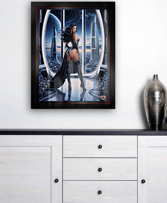 Solara Overlooking The Majestic City Of Alcanaza VII Futuristic Pin-Up Captivating AI Concept Art by Xzendor7 by xzendor7