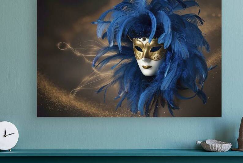Realistic luxury carnival mask with blue feathers by Marius Tomus