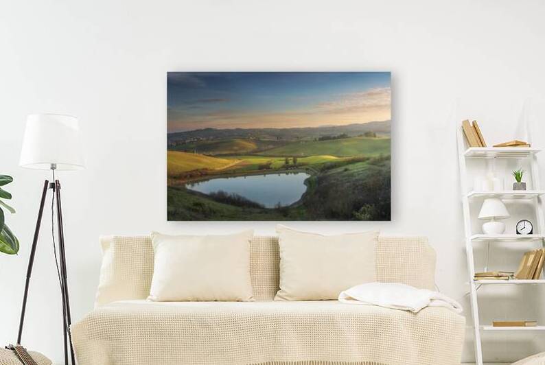 Lake and rolling hills in Tuscany by Stefano Orazzini