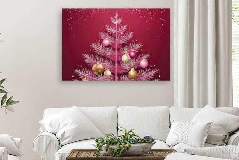 A stunning Christmas themed artwork on a deep red by Mitica Mihaila