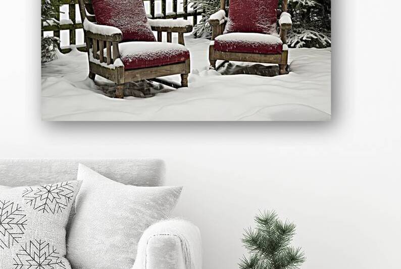 A serene winter scene in December featuring two a by Mitica Mihaila