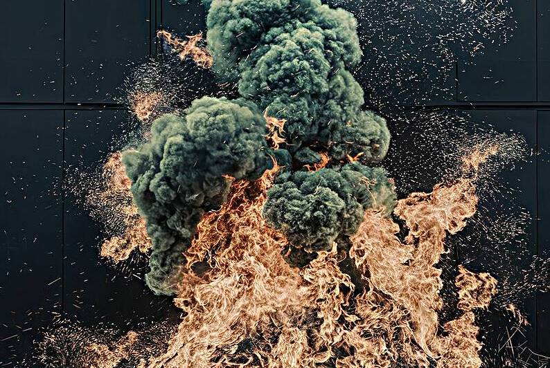 image of a massive intense fire primarily green a by Mitica Mihaila