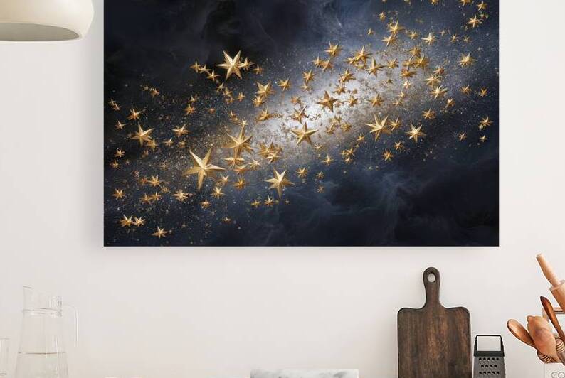 golden and silver stars each radiating a luminous by Mitica Mihaila