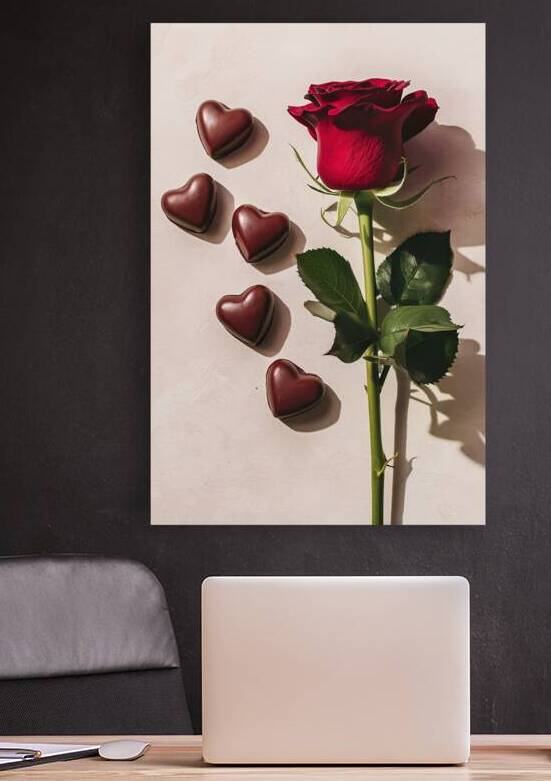 Romantic still life red rose chocolate in the sha by Marius Tomus
