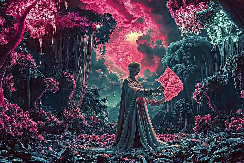 Surreal trending mystical and jungle in neon ligh by Fieraru Elena