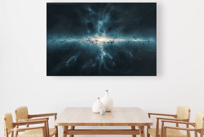 A breathtaking cosmic landscape dominated by a de by Mitica Mihaila