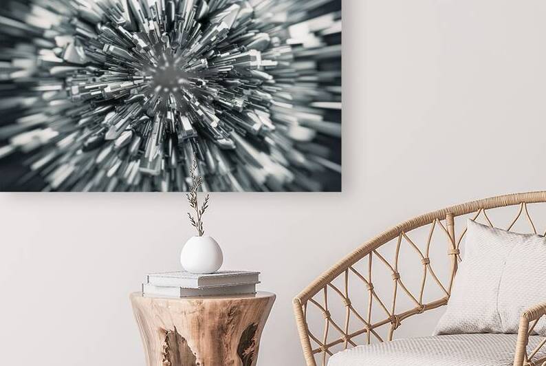 A striking abstract artwork featuring a blurry te by Dumitru Oniga