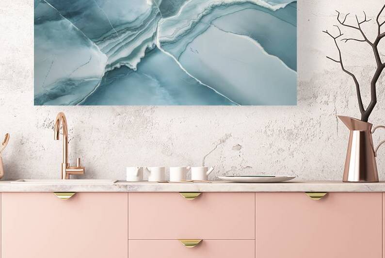 A stunning close up image of a light blue and whi by Mihai Pulca