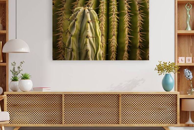 cactus green peel texture with needles background by Liviu Ghitun