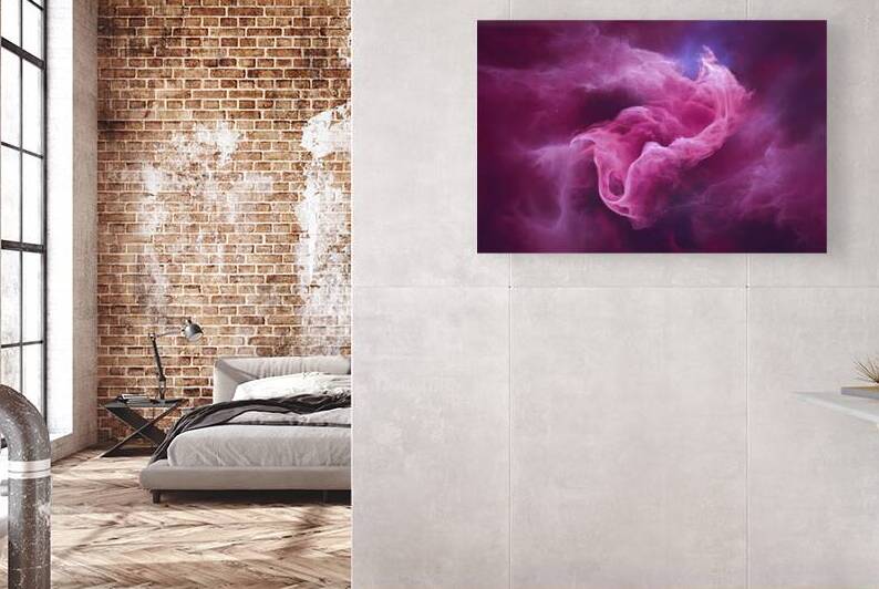 Abstract smooth unique pink nebula galaxy artwork by Violeta Popescu