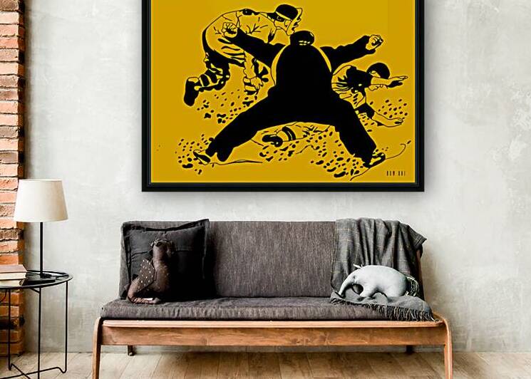 1980s baseball art yellow 1 by Row One Brand