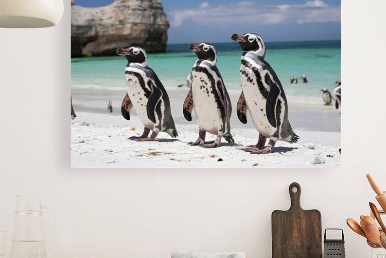African penguins on a beach by Ionela Mocanu