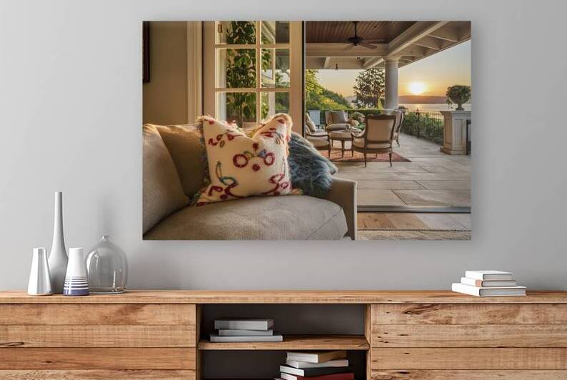 A cozy and inviting living room scene with a beau by Gabriel Mocanu