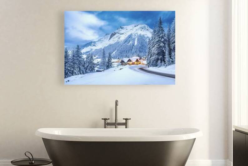 Snowy winter mountain landscape with fir trees 2. by Ana Dragan