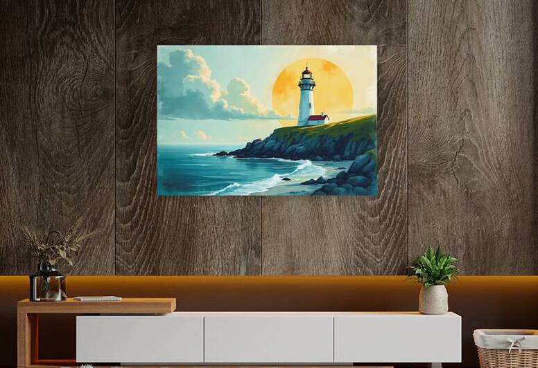 Lighthouse on calm seascape - GIA2401-0327-WAT by JordiCarrio