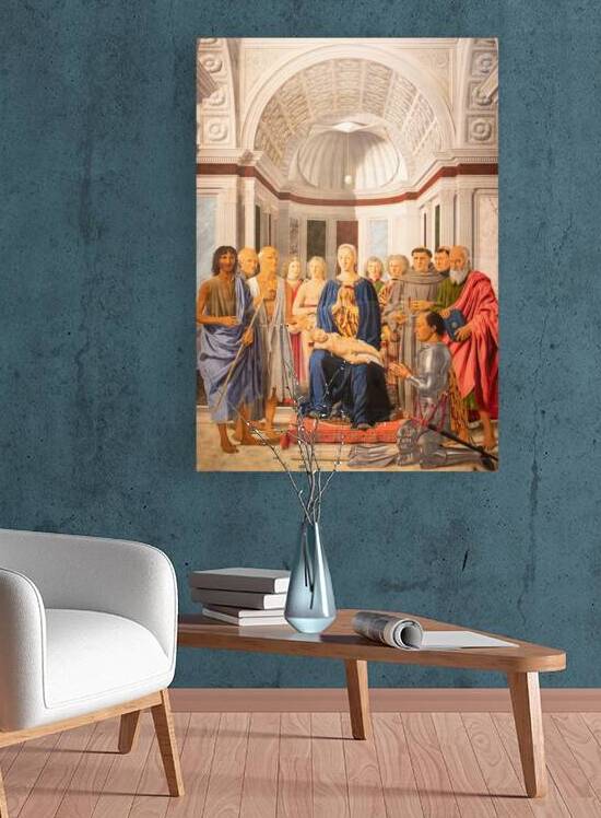 Madonna and child with saints angels and Federico da Montefeltr by Paolo Modena