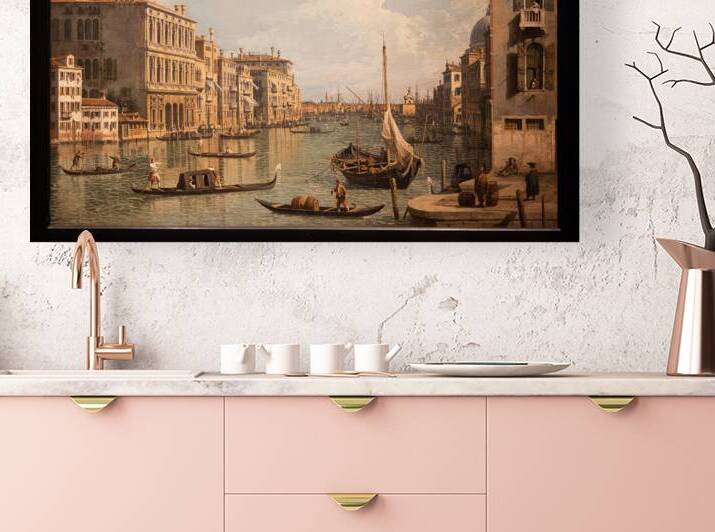 Brera antique painting museum. View of Venice by painter Canale by Paolo Modena