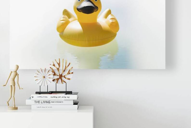 A close up image of a bright yellow inflatable du by Vasile Brezoianu