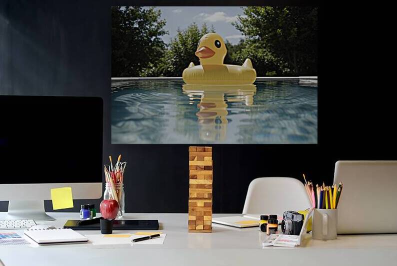 A delightful image of a bright yellow inflatable by Raluca Ciobanu