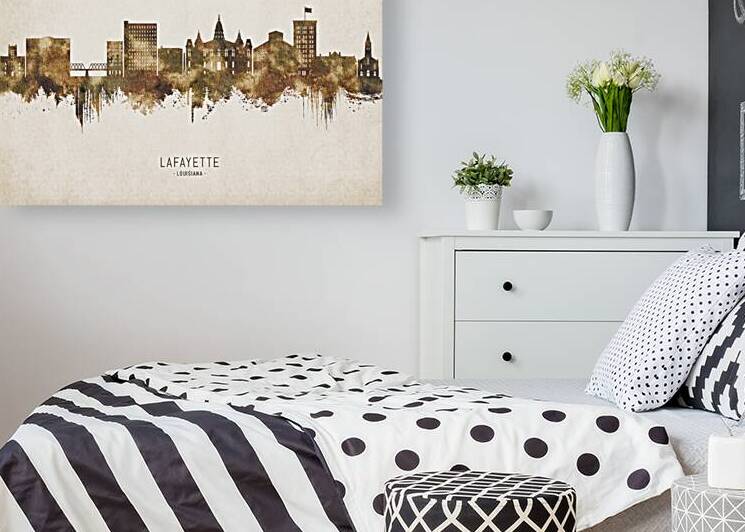 Lafayette Louisiana Cityscape Vintage by Towseef Dar