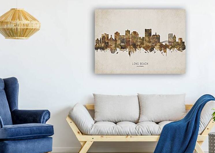 Long Beach California Cityscape Vintage by Towseef Dar