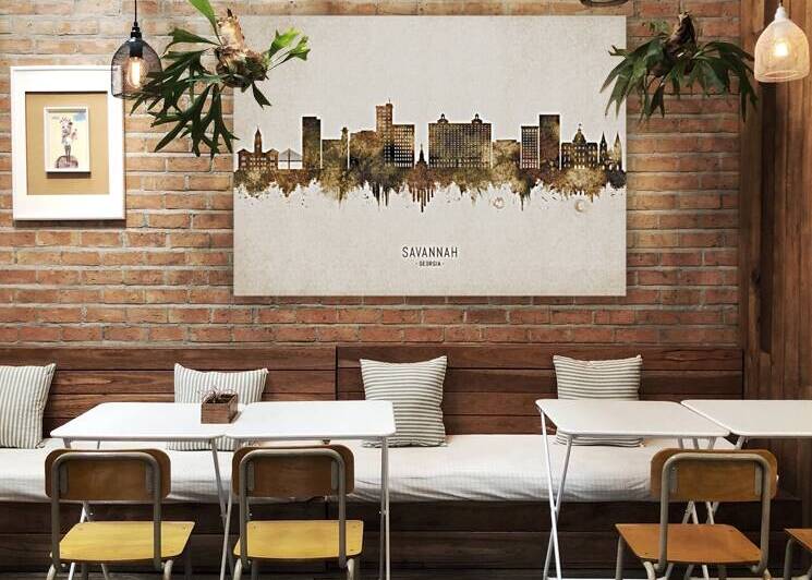 Savannah Georgia Cityscape Vintage by Towseef Dar