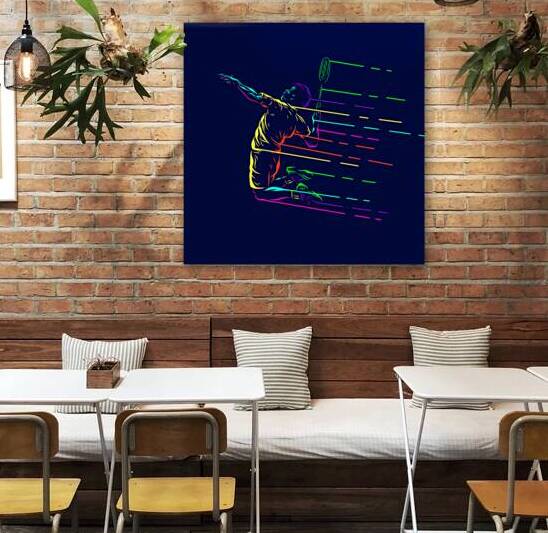 Badminton smash shot with dark background by Point Art