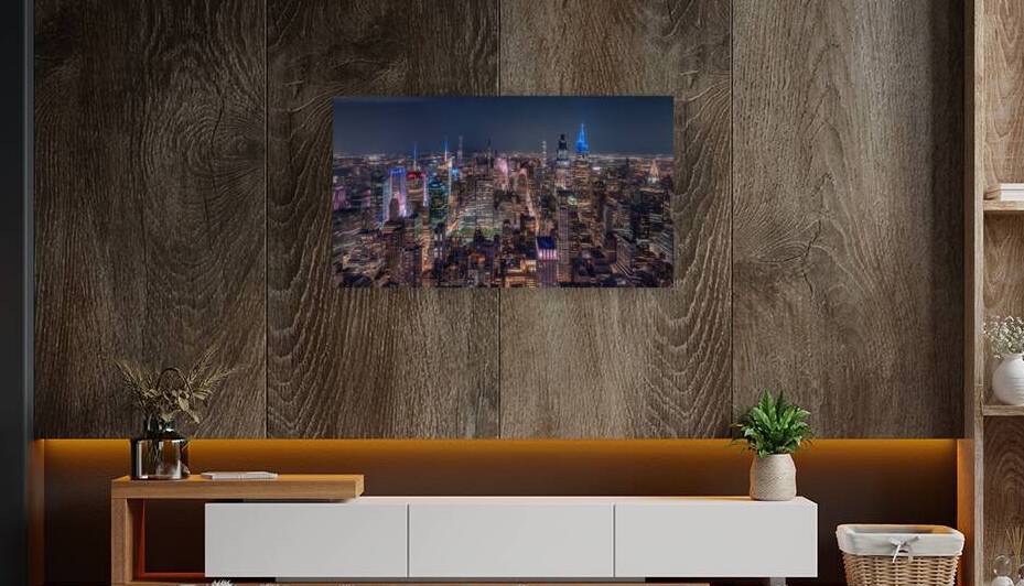 NYC Skyline Wall Art | Vibrant Night View of Manhattan by Dutch Photographer