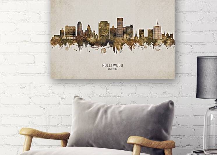 Hollywood California Cityscape Vintage by Towseef Dar