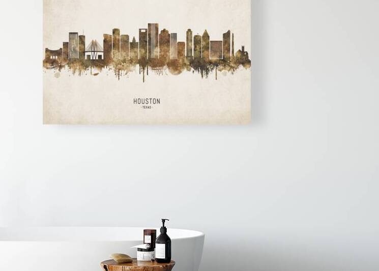 Houston Texas Cityscape Vintage by Towseef Dar