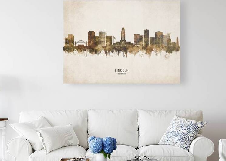 Lincoln Nebraska Cityscape Vintage by Towseef Dar