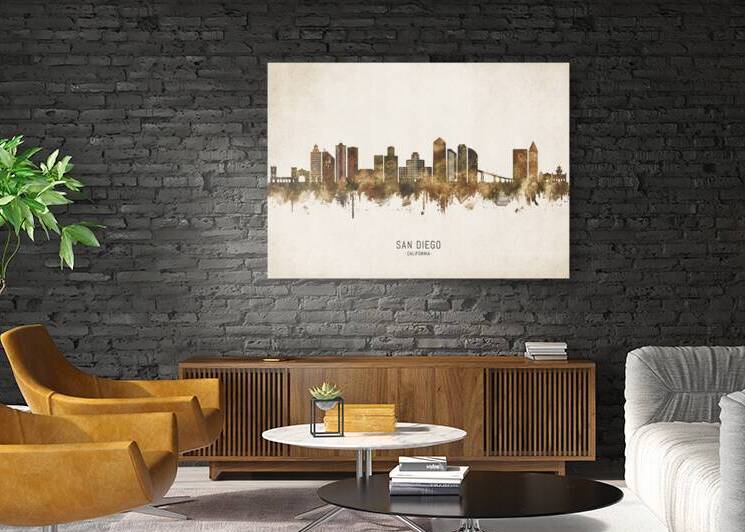 San Diego California Cityscape Vintage by Towseef Dar