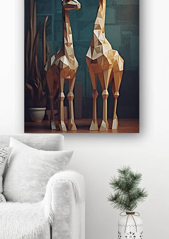 Giraffe Low Poly Art Wall Decor  by bytecreative