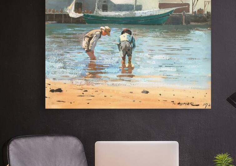 1873 Art: Boys Wading by Winslow Homer  by Row One Brand