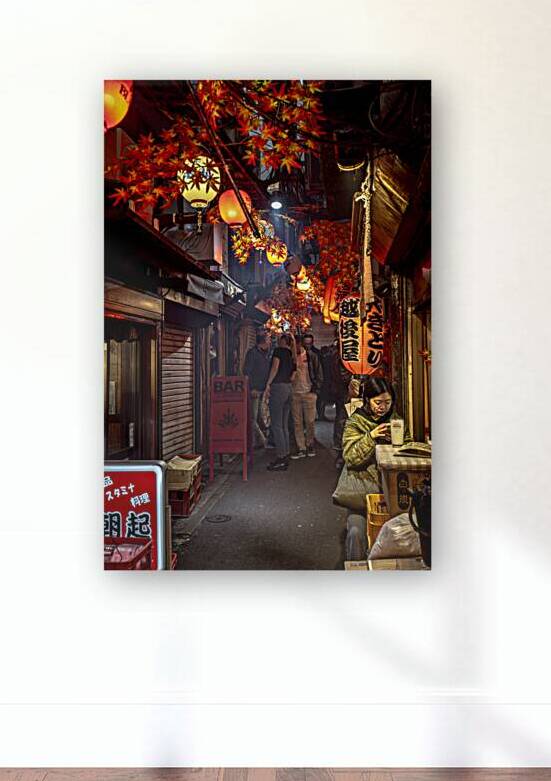 Tourists walking in alley decorated with japanese lanterns at ni by Gualtiero Boffi