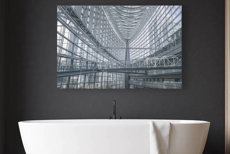 Modern glass and steel architecture showing walkway  by Gualtiero Boffi