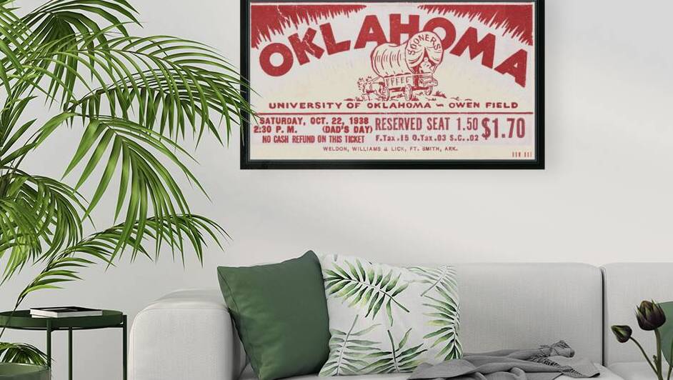 1938 Oklahoma Sooners Football Ticket Remix Art by Row One Brand