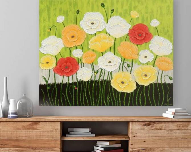 Poppies with Green by Barbara K Spraul