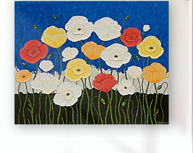 Poppies with Blue by Barbara K Spraul