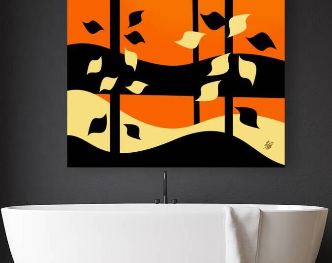 Stylized Autumn Tree  Landscape by Liz Cereby