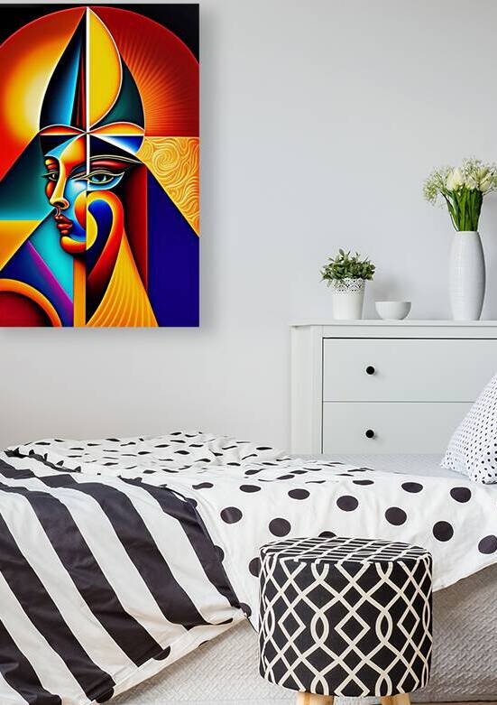 Abstract drawing of a sad woman by Modern art