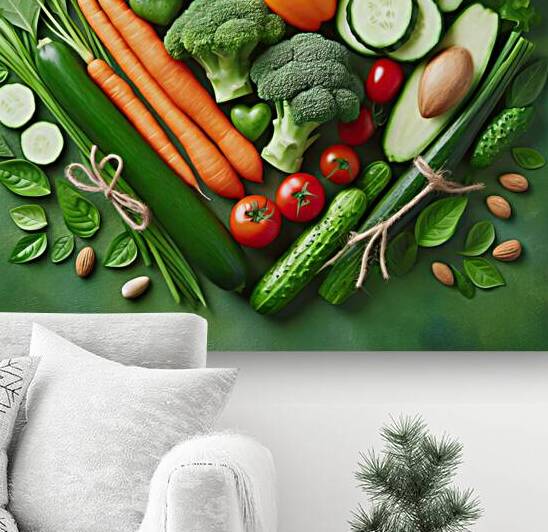 51 Fresh vegetables in the shape of a heart on a by artvi