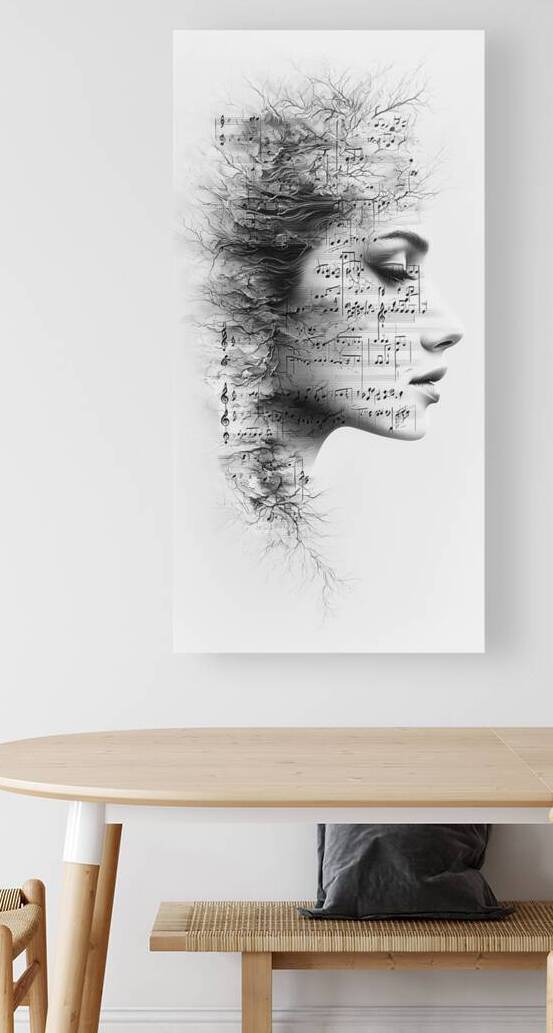 Musical Notes and Tree Silhouette Double Exposure by Fab Haven