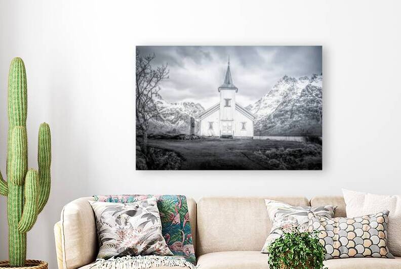 Vestpollen Church Mountain Views by Norma Brandsberg Photography