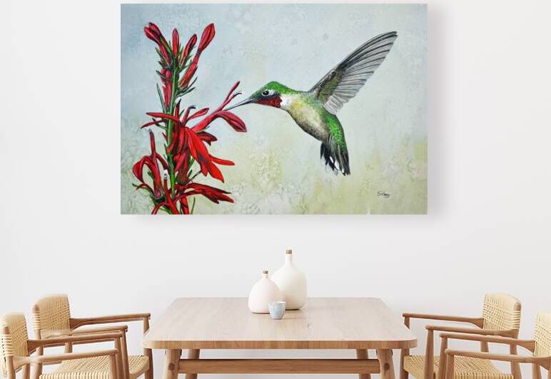 Ruby-Throated Hummingbird Painting 112 by Stephen Emms
