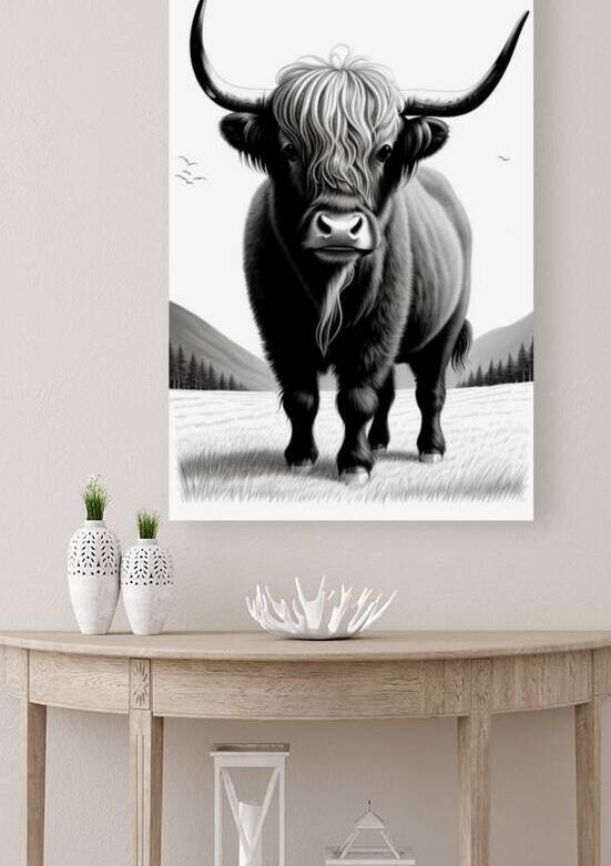 Highland Cow in a Grassland by Dan Santay