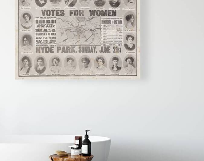 1908 Map of the Womens Sunday March – Historic British Suffragette Procession Chart Through London to Hyde Park One of the Largest Womens Rights Demonstrations in Early 20th Century UK by History In Your Home