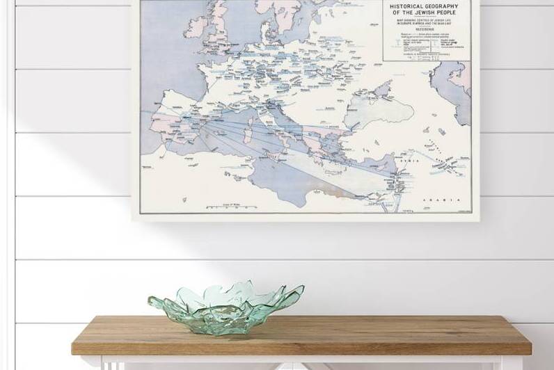 Map of Jewish History in Europe Africa and the Near East – Vintage Historical Diaspora Chart Depicting Migration Patterns Ancient Communities and Cultural Centers by History In Your Home