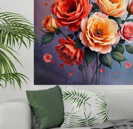 A vibrant bouquet of roses showcasing delicate petals and rich colors perfect for adding elegance to any space. Generative Al by Arteza